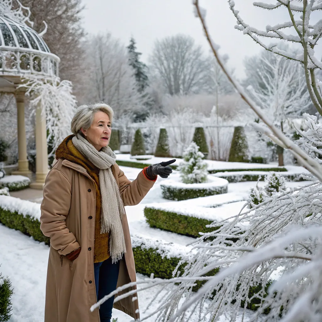 Emma Thompson with her winter garden design project
